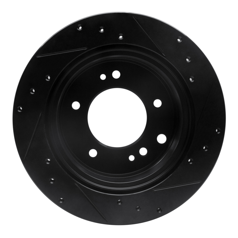 Kia Sorento Brake Rotor (1) - Rear Left - R1 Concepts - Drilled & Slotted - Black - `03-`06
